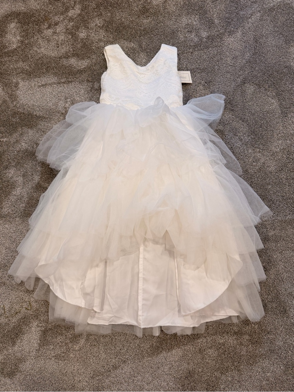 NWT Trish Scully Child Ivory Lace Tulle Flower Girl Dress Size 7